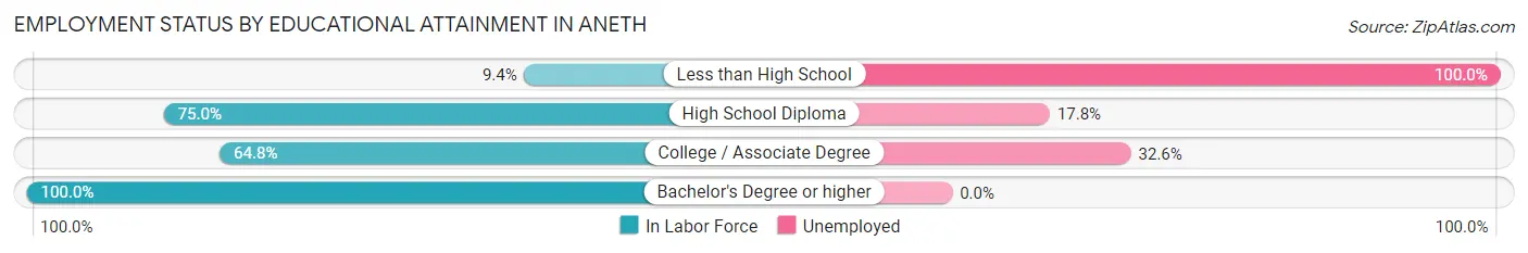 Employment Status by Educational Attainment in Aneth