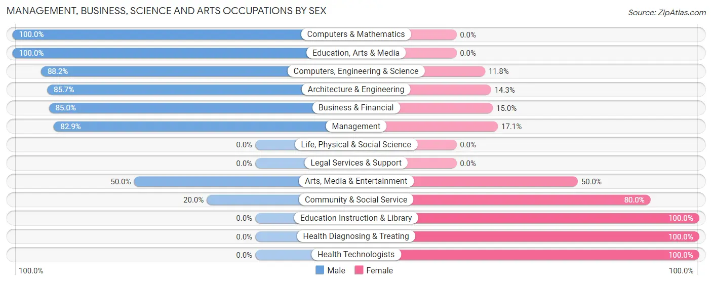 Management, Business, Science and Arts Occupations by Sex in Bear River City