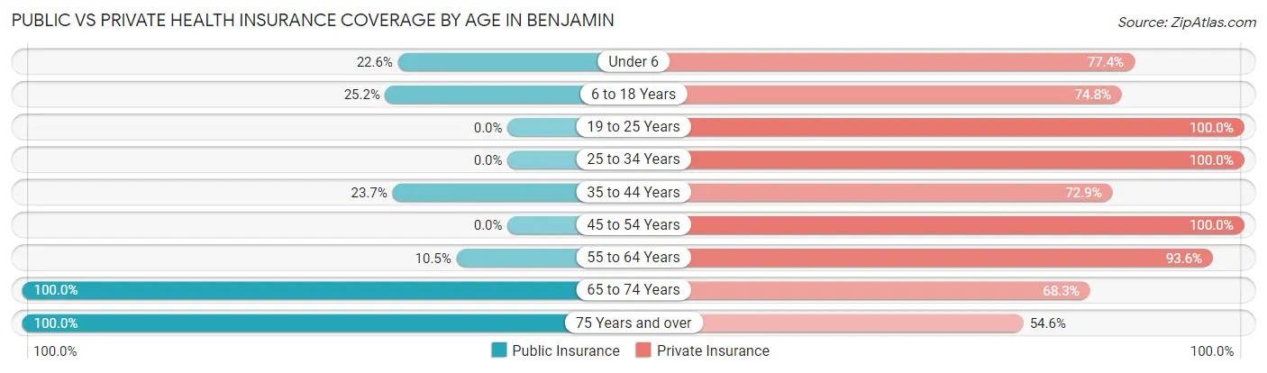 Public vs Private Health Insurance Coverage by Age in Benjamin