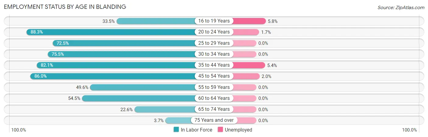 Employment Status by Age in Blanding