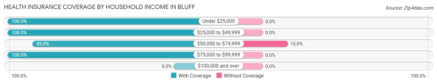 Health Insurance Coverage by Household Income in Bluff