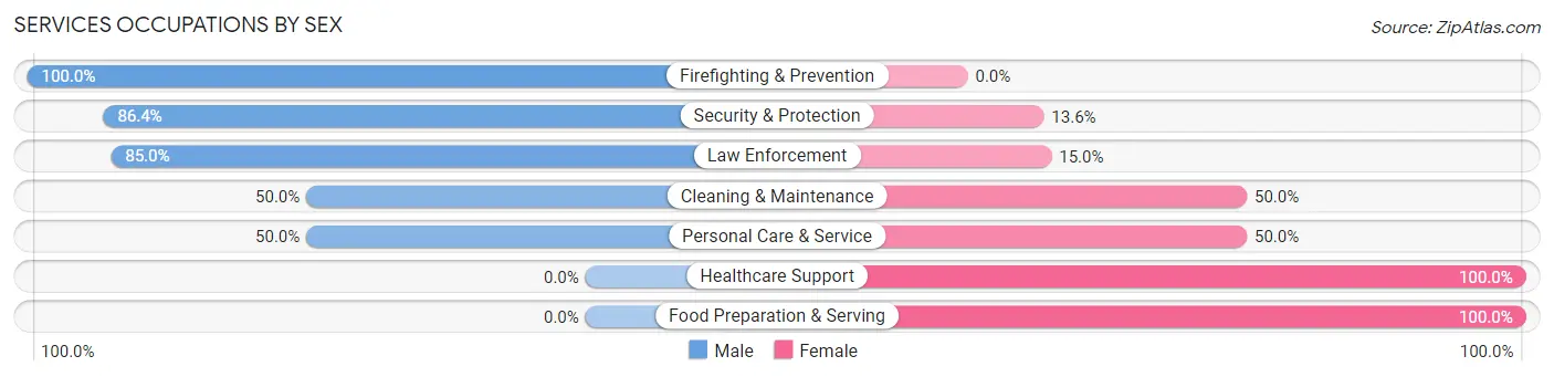 Services Occupations by Sex in Central Valley