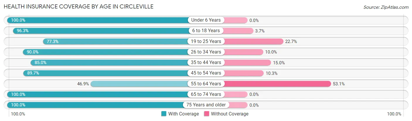 Health Insurance Coverage by Age in Circleville