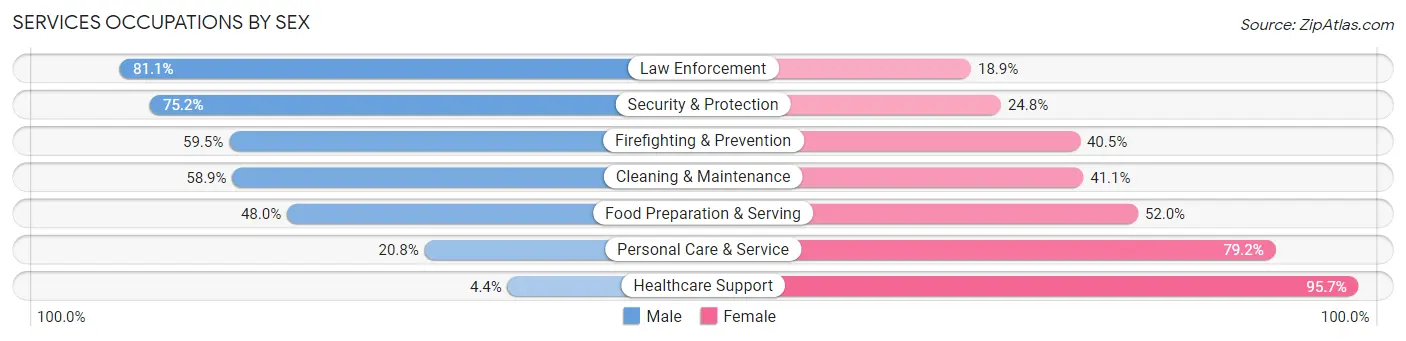 Services Occupations by Sex in Clinton