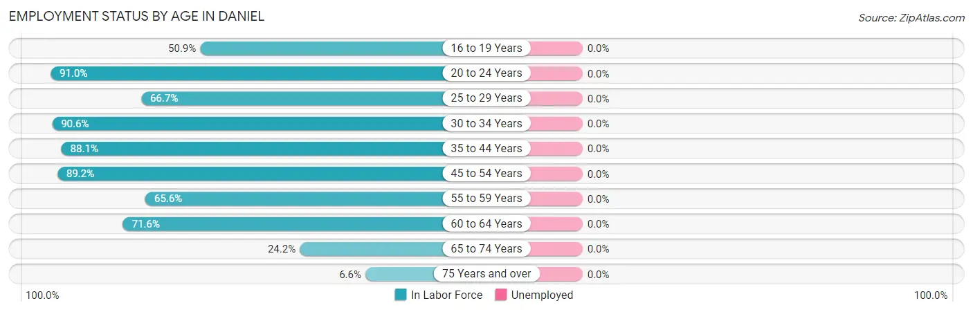 Employment Status by Age in Daniel