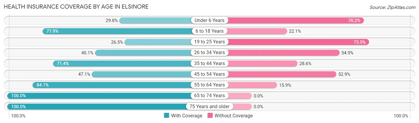 Health Insurance Coverage by Age in Elsinore