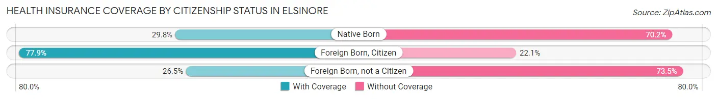 Health Insurance Coverage by Citizenship Status in Elsinore