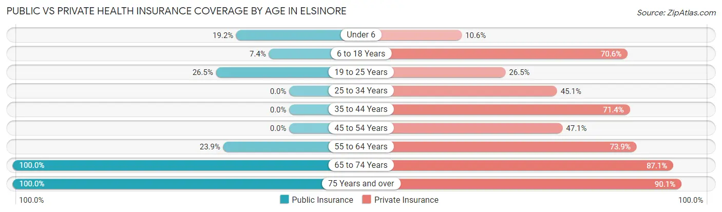 Public vs Private Health Insurance Coverage by Age in Elsinore