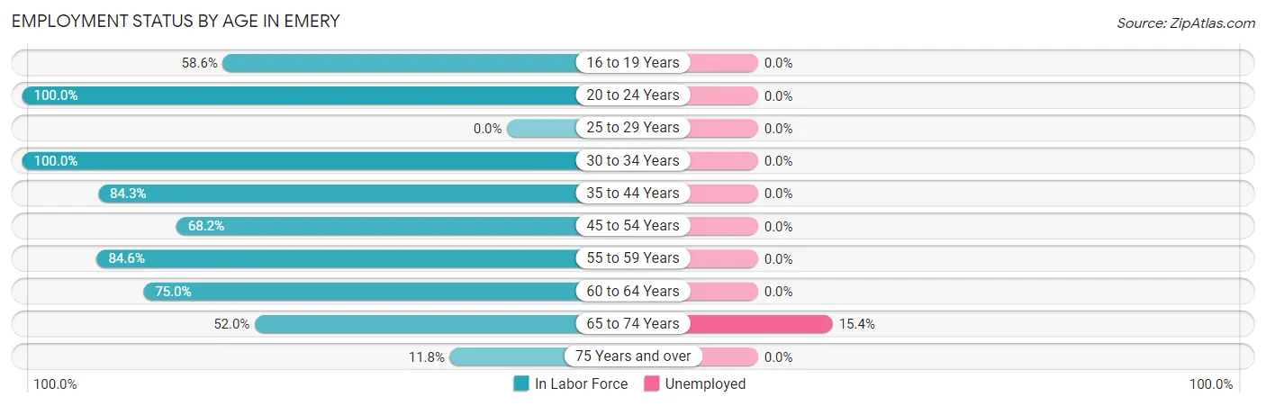 Employment Status by Age in Emery