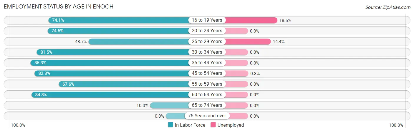 Employment Status by Age in Enoch