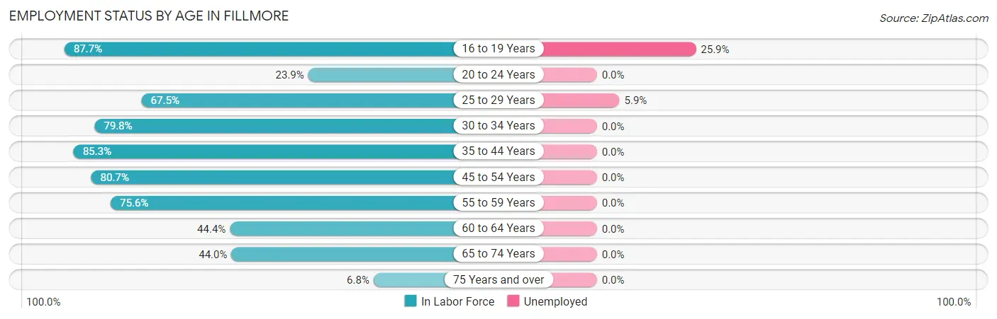 Employment Status by Age in Fillmore