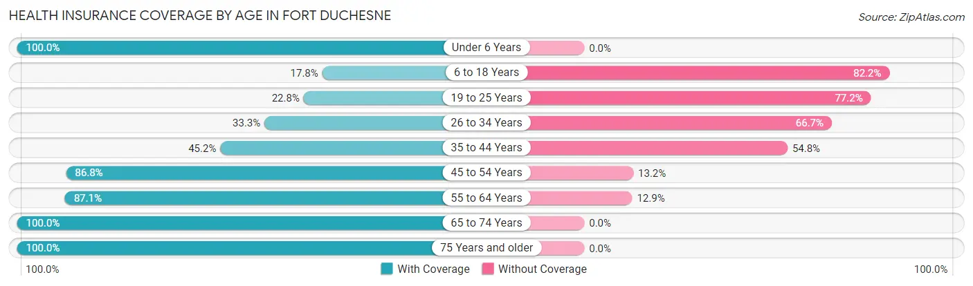 Health Insurance Coverage by Age in Fort Duchesne