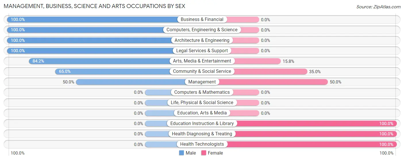 Management, Business, Science and Arts Occupations by Sex in Granite