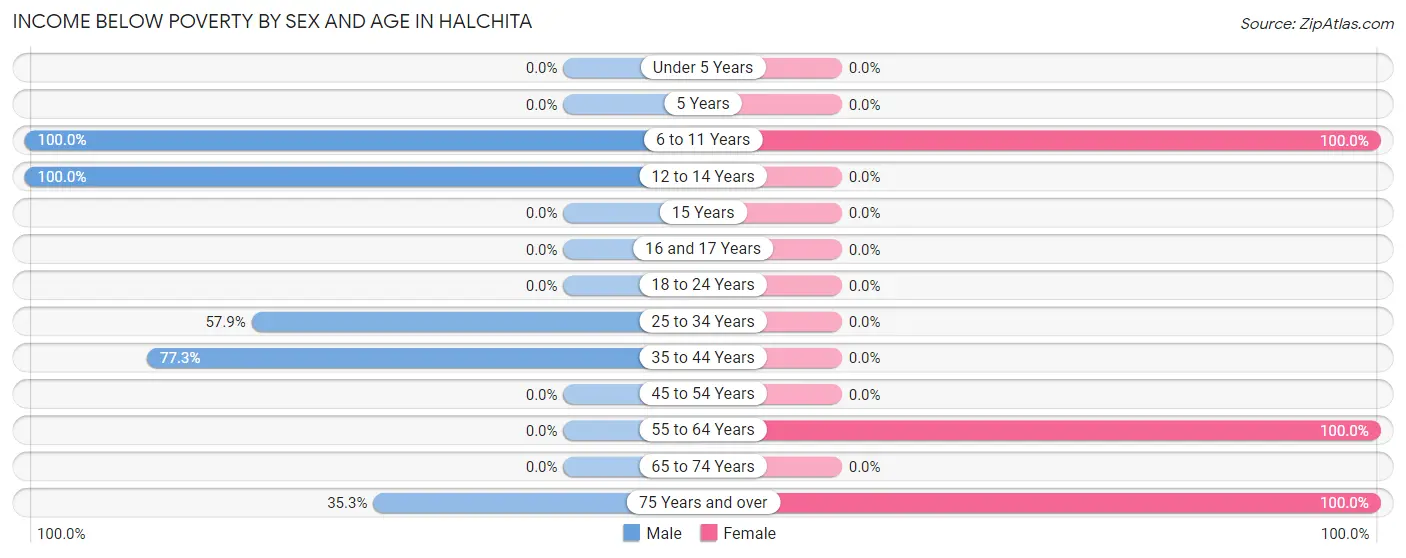 Income Below Poverty by Sex and Age in Halchita
