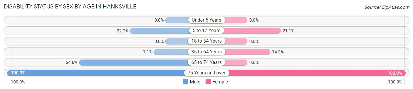 Disability Status by Sex by Age in Hanksville