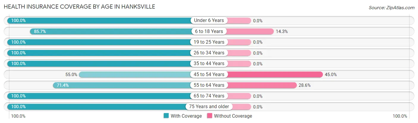 Health Insurance Coverage by Age in Hanksville