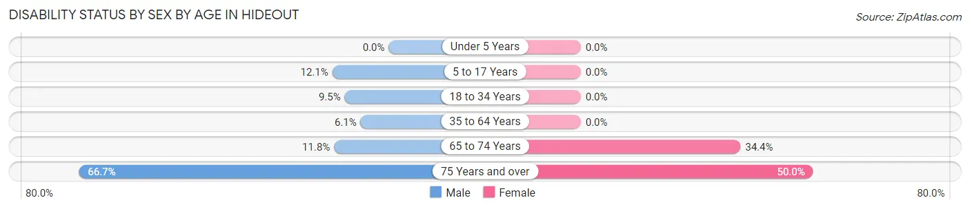Disability Status by Sex by Age in Hideout