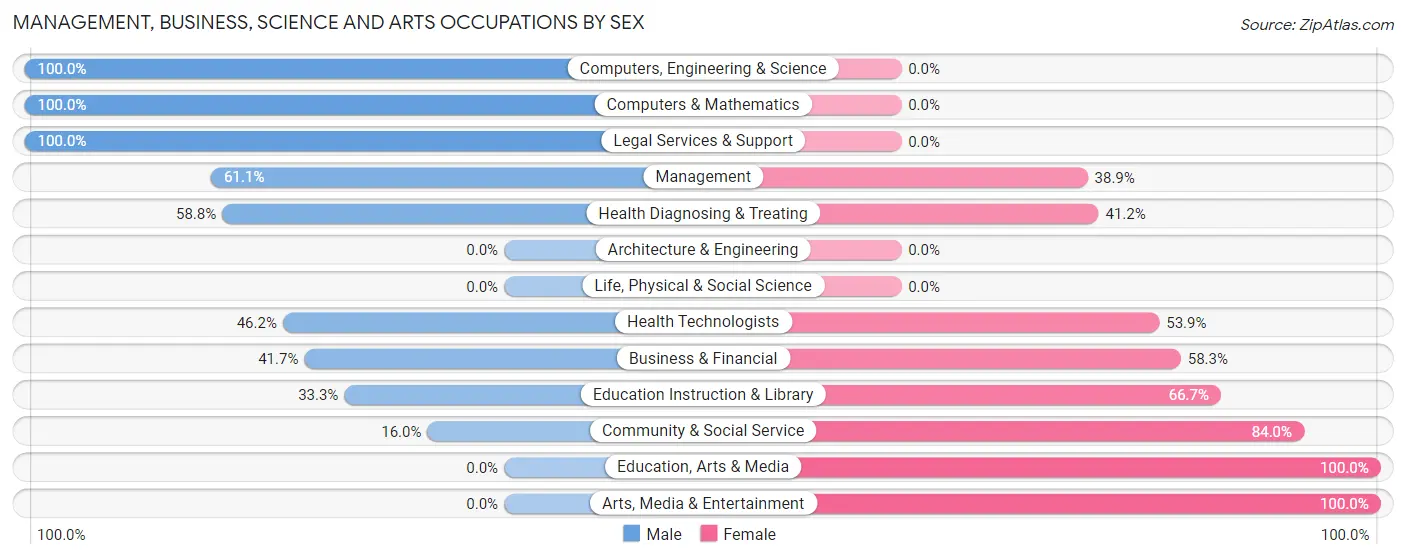 Management, Business, Science and Arts Occupations by Sex in Hideout