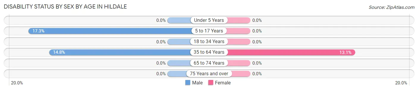 Disability Status by Sex by Age in Hildale