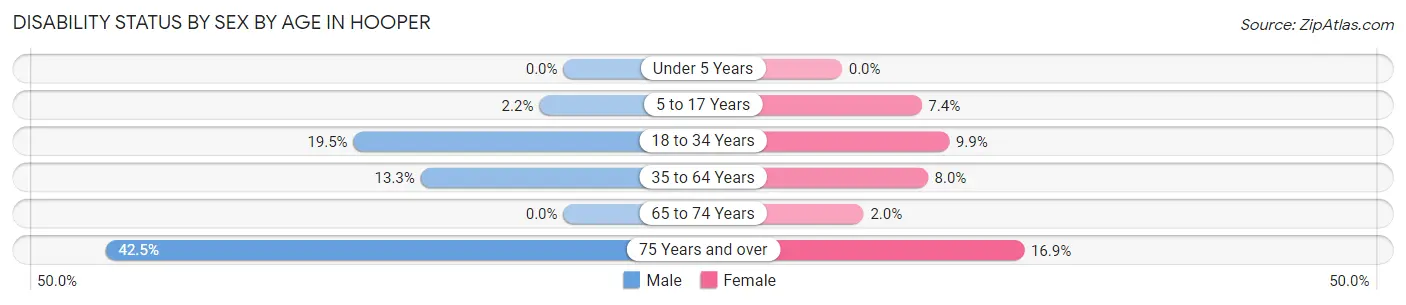 Disability Status by Sex by Age in Hooper