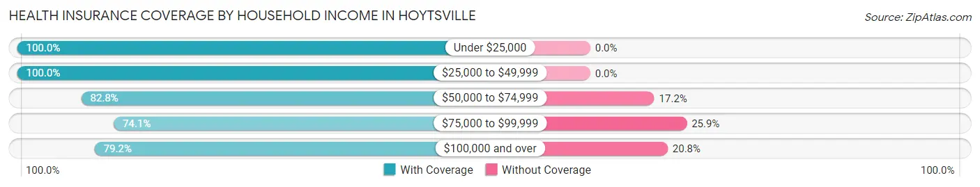 Health Insurance Coverage by Household Income in Hoytsville