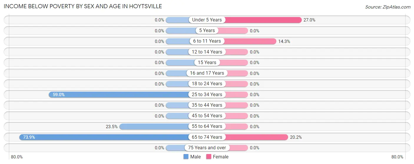 Income Below Poverty by Sex and Age in Hoytsville
