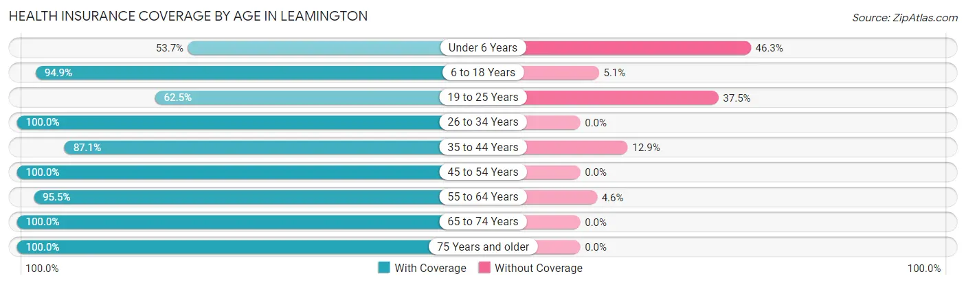 Health Insurance Coverage by Age in Leamington