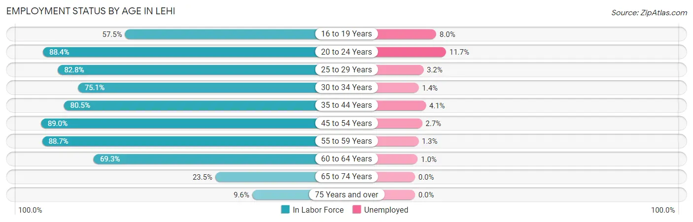 Employment Status by Age in Lehi