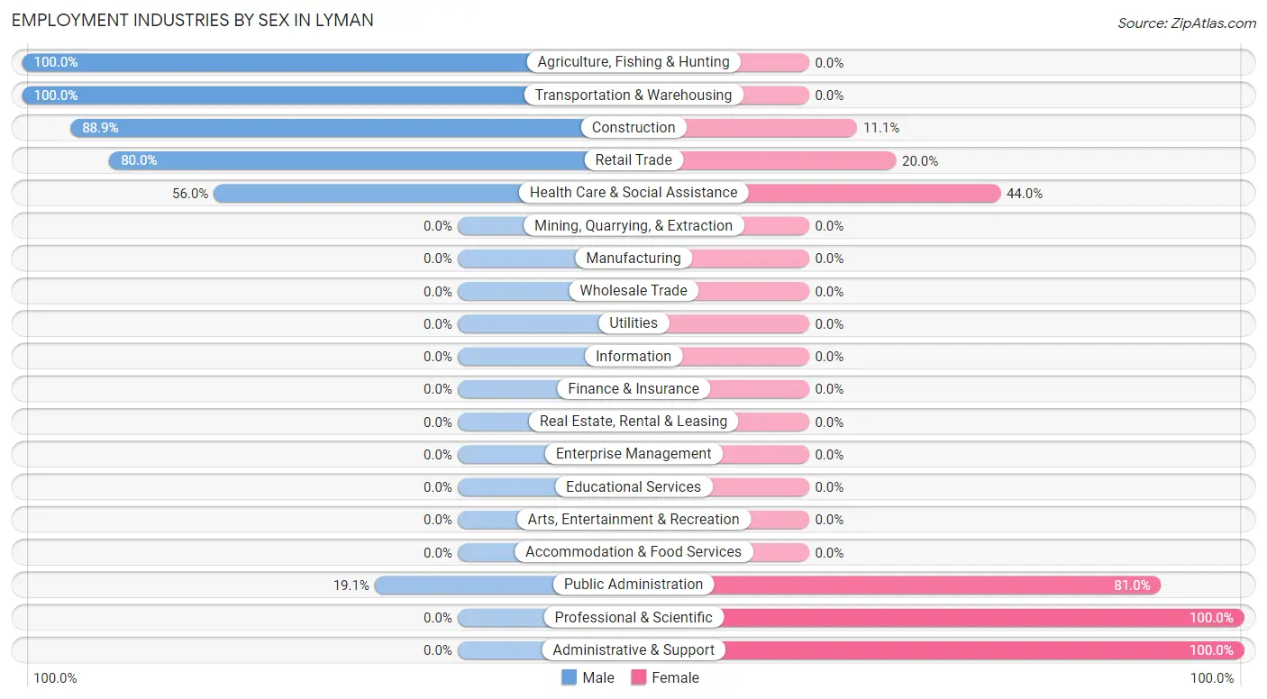 Employment Industries by Sex in Lyman