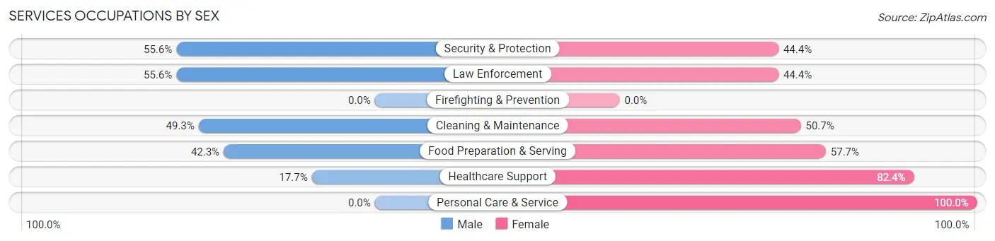 Services Occupations by Sex in Maeser
