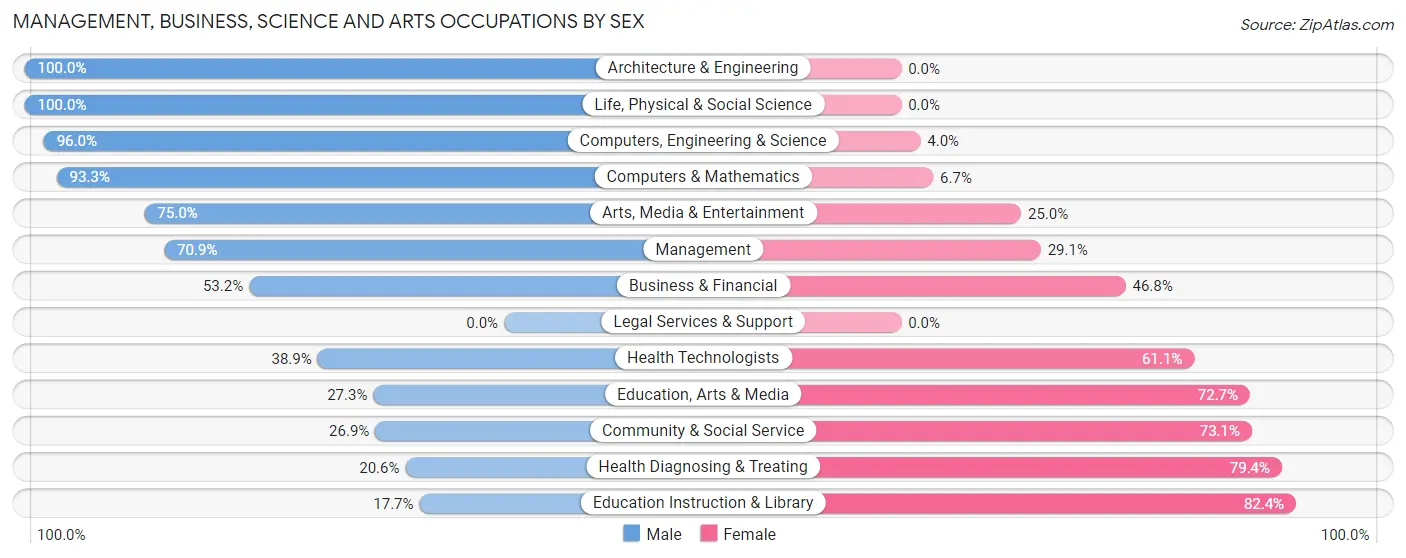 Management, Business, Science and Arts Occupations by Sex in Millville