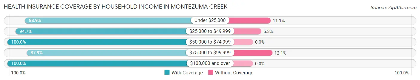 Health Insurance Coverage by Household Income in Montezuma Creek