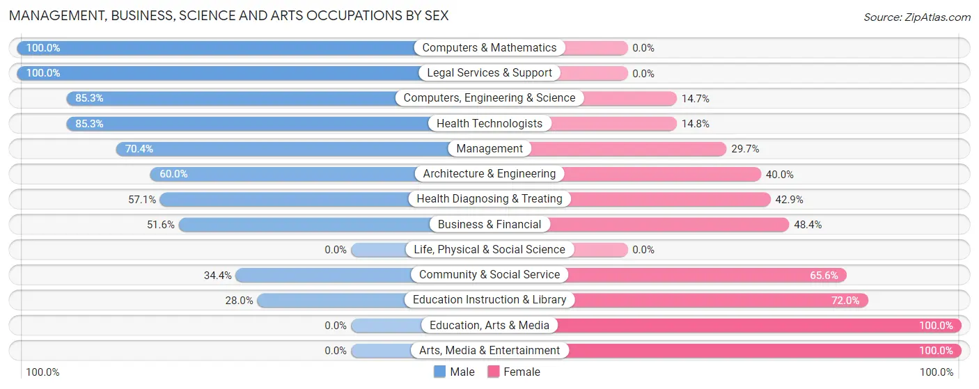 Management, Business, Science and Arts Occupations by Sex in Mountain Green