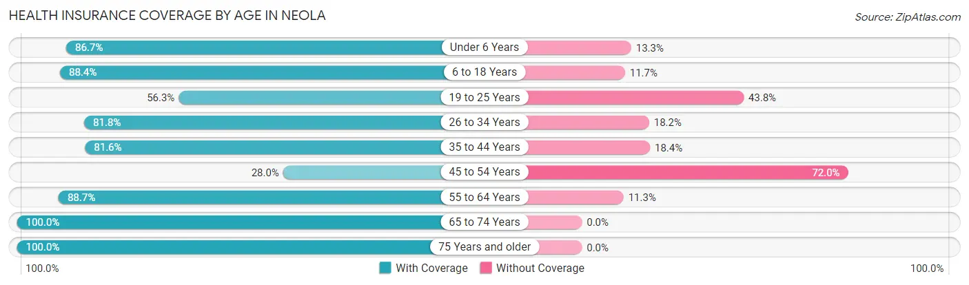 Health Insurance Coverage by Age in Neola