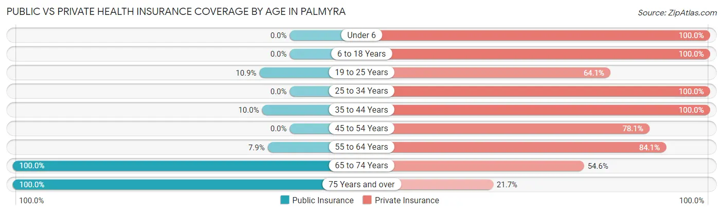 Public vs Private Health Insurance Coverage by Age in Palmyra