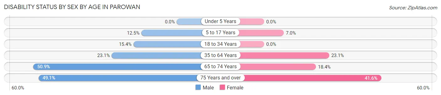 Disability Status by Sex by Age in Parowan
