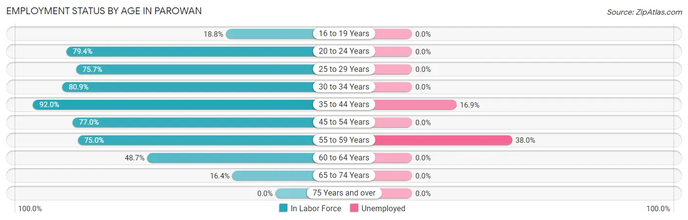 Employment Status by Age in Parowan