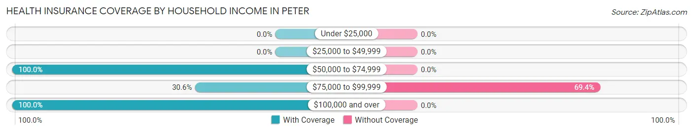 Health Insurance Coverage by Household Income in Peter