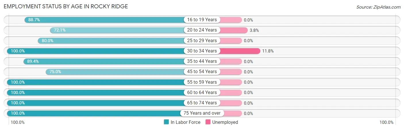 Employment Status by Age in Rocky Ridge