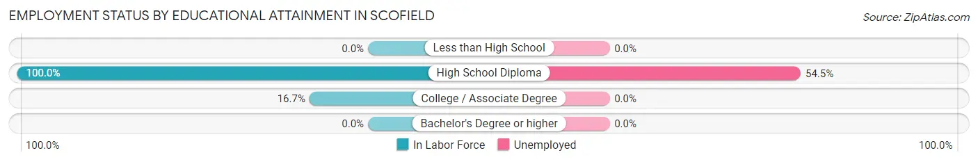 Employment Status by Educational Attainment in Scofield