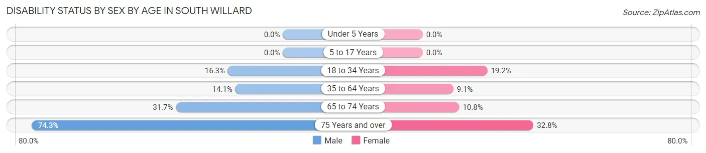 Disability Status by Sex by Age in South Willard