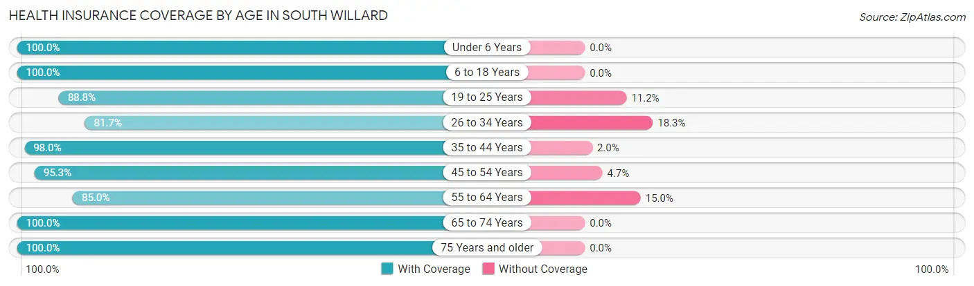Health Insurance Coverage by Age in South Willard