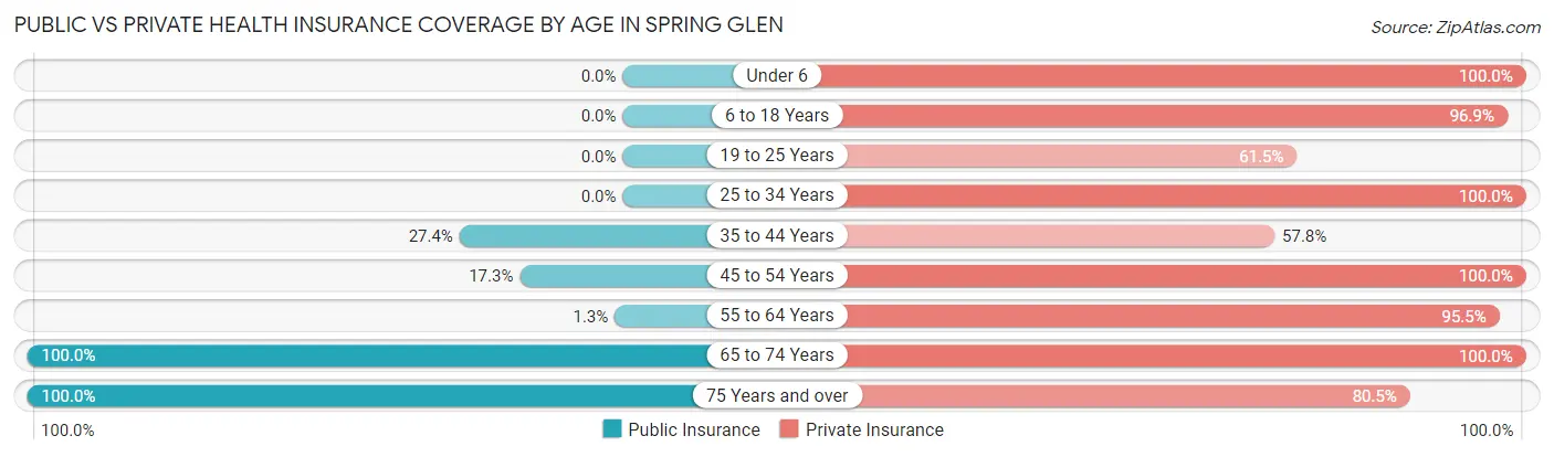 Public vs Private Health Insurance Coverage by Age in Spring Glen