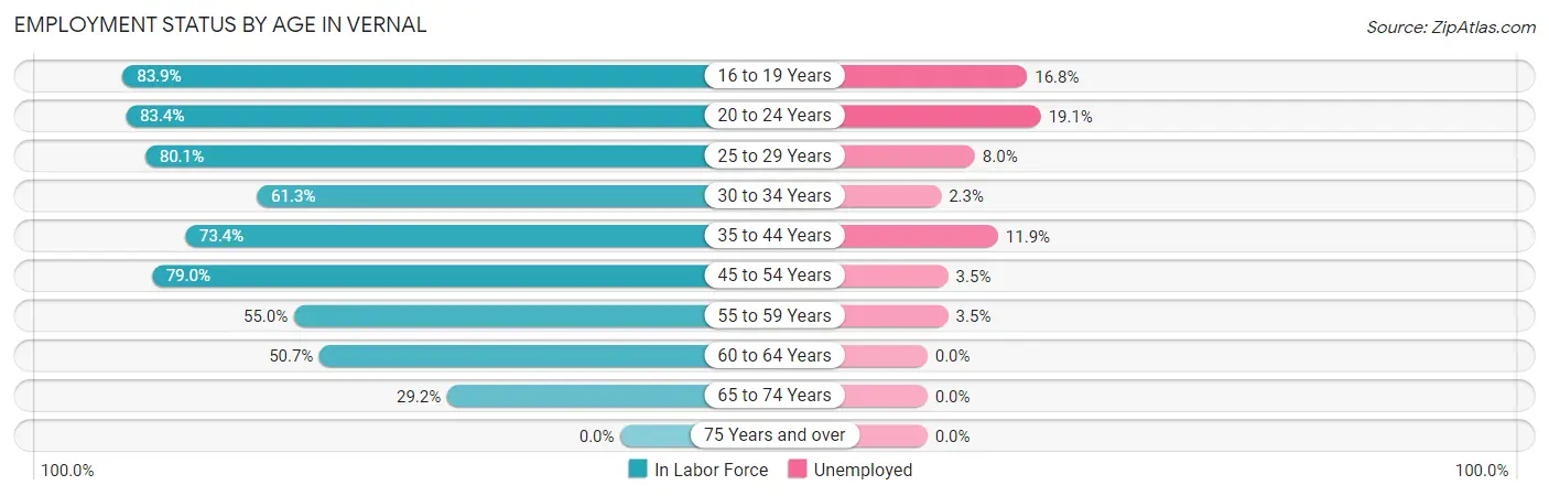 Employment Status by Age in Vernal