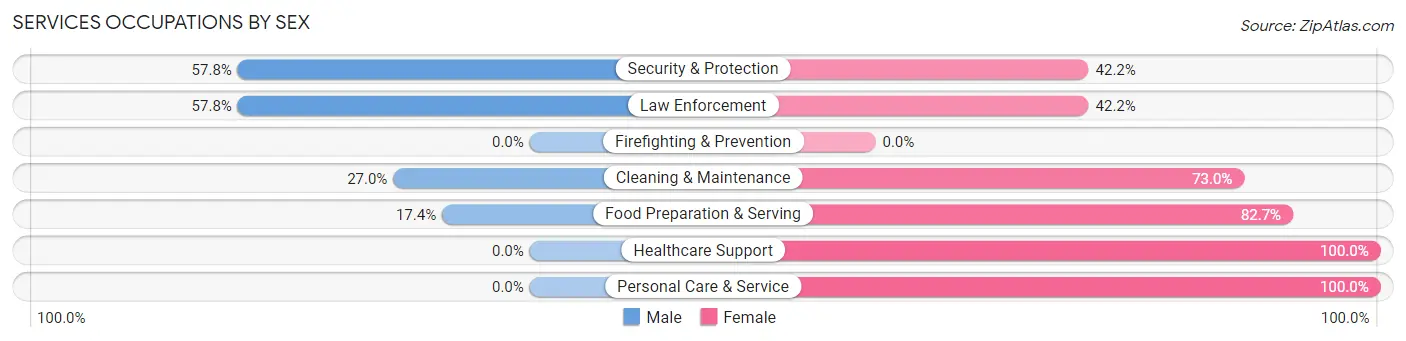 Services Occupations by Sex in Vernal