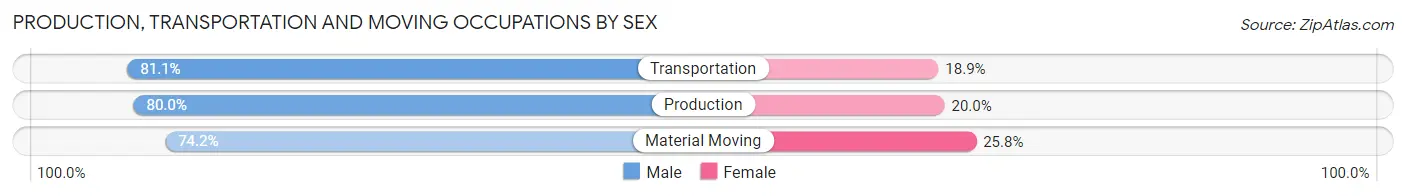 Production, Transportation and Moving Occupations by Sex in West Mountain