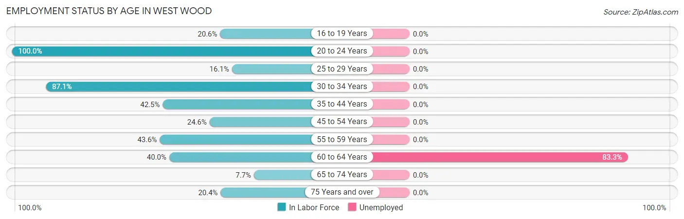 Employment Status by Age in West Wood
