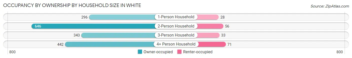 Occupancy by Ownership by Household Size in White