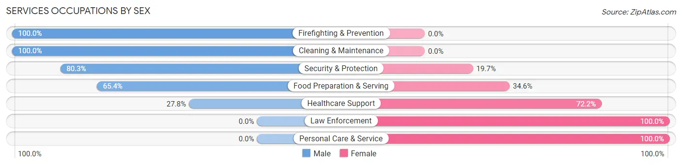 Services Occupations by Sex in White
