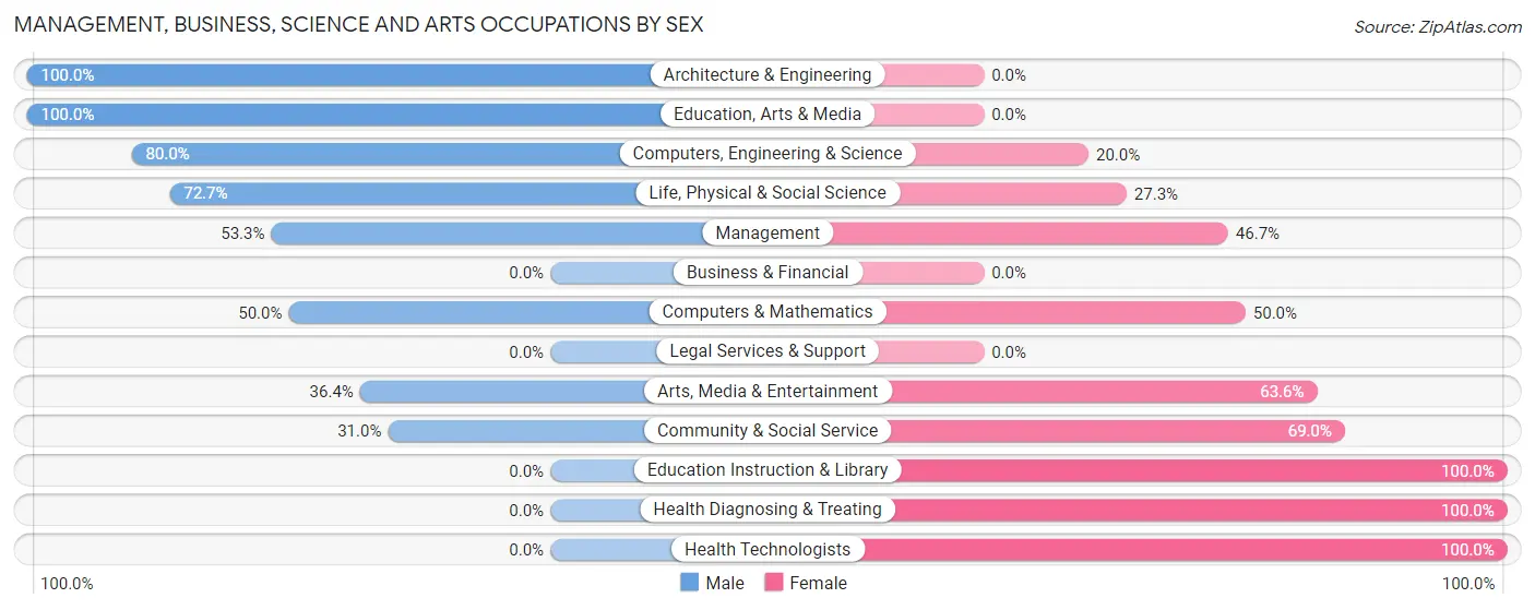 Management, Business, Science and Arts Occupations by Sex in Accomac